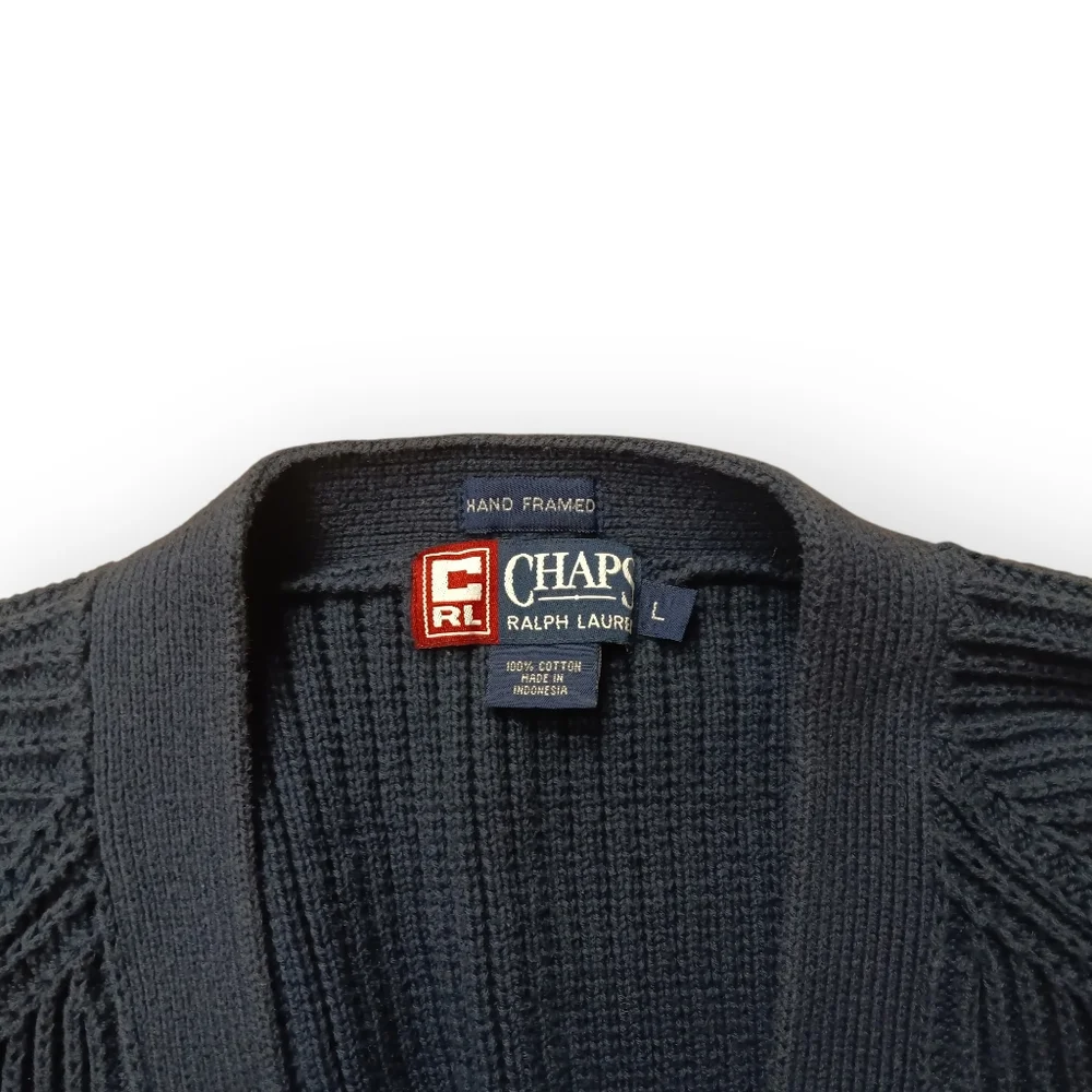Ralph Lauren Chaps Y2k Men's Navy Cardigan Sweater - L - Picture 3 of 3